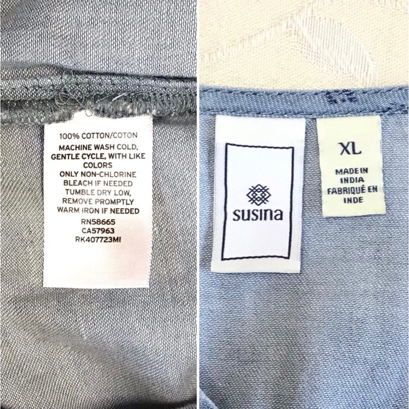 Susina Romper Womens XL Light Blue Chambray V-neck Hip Pockets Casual Shorts - Picture 6 of 8